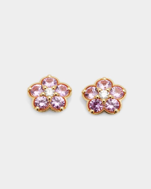 Wild Child Diamond and Pink Sapphire Stud Earrings